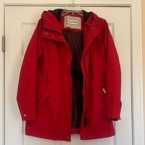 Hunter Vibrant Red Hooded Water Resistant Jacket, Size S, fits M.